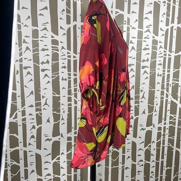 Anthropologie Maeve Floral Print Balloon Sleeve Hi-Low Hem Blouse XS - Picture 3 of 8